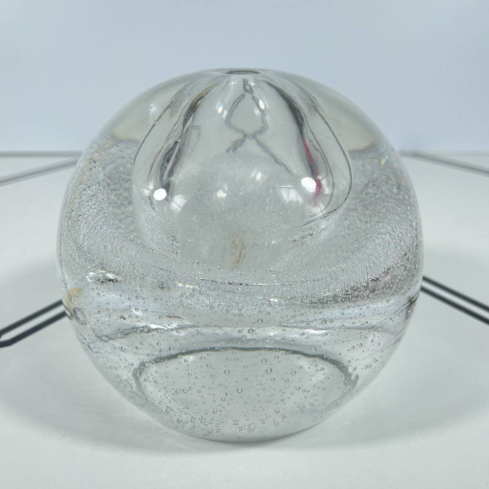 Kosta Boda Art Glass Bubble Sphere Oil Lamp Bud Vase Blown Glass Decor 4.75"‎